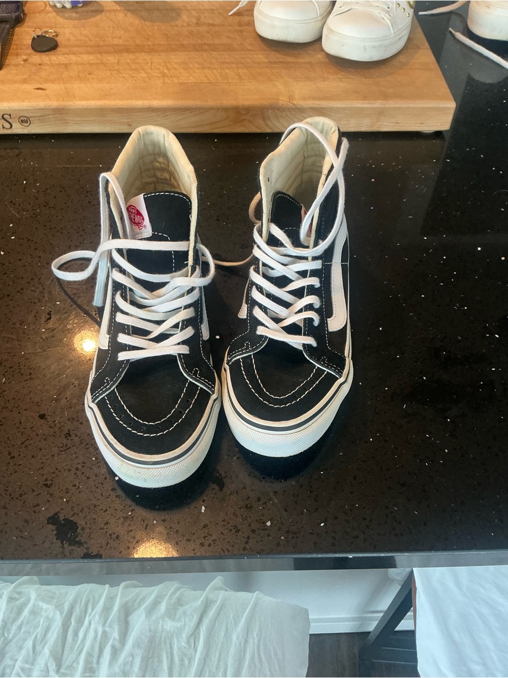 Vans Black and White Sk8-Hi High-Top Sneakers